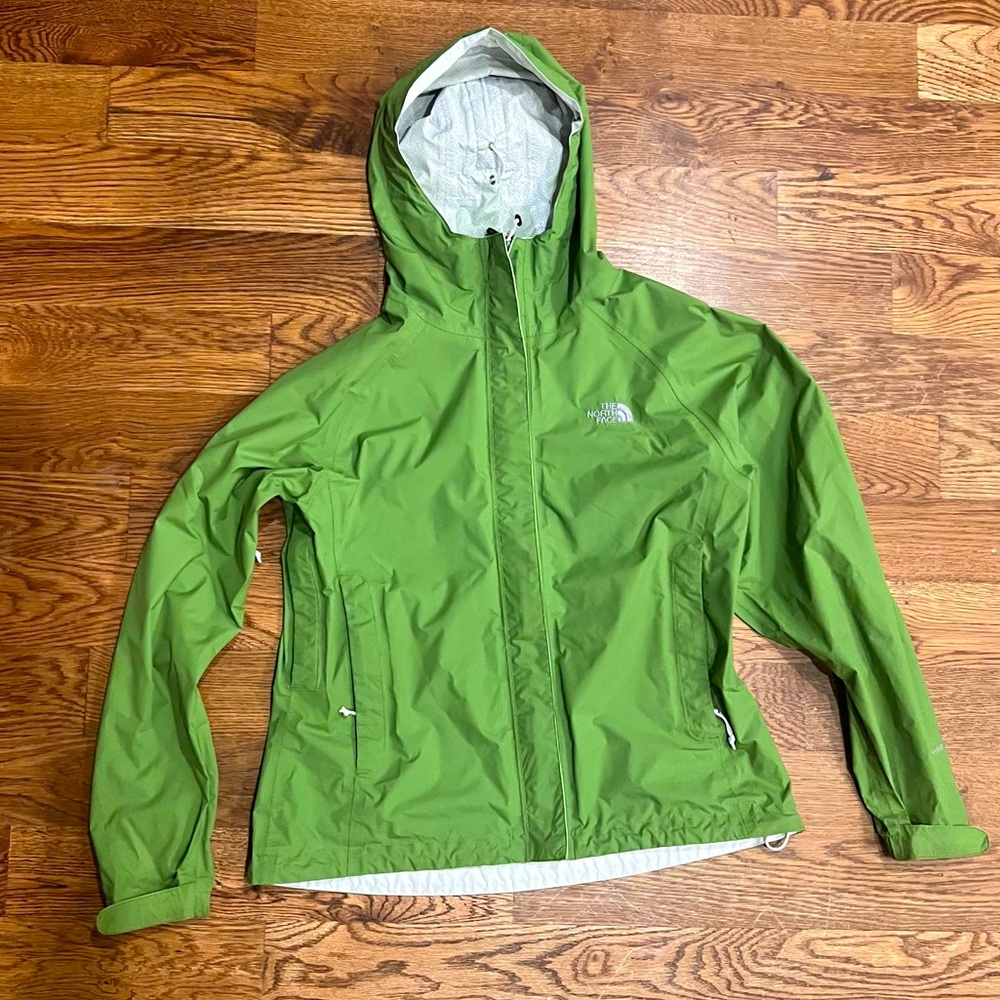 The North Face Womens Rain Jacket Coat HyVent Shell Green Small